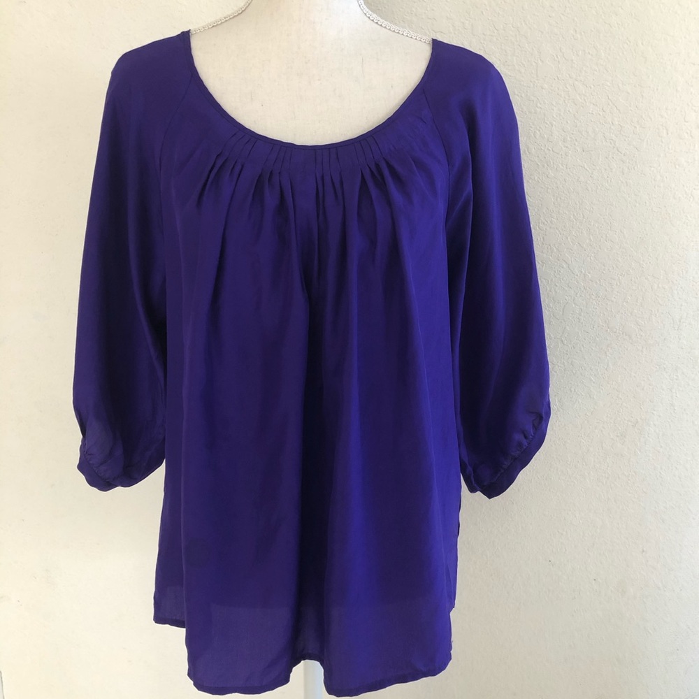 Express Design Studio Silk Purple 3/4 Sleeve Size XS